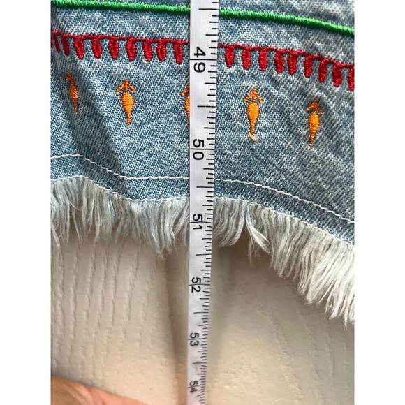 VTG Caroline Blue Plus Womens 18W Embroidery Blue Jean Sleeveless Slit Dress - Picture 7 of 8